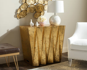 Safavieh Gisela Hex Console - Modern Brutalist Design With Luxe Gold Finish For Entryways And Living Spaces FOX3244A
