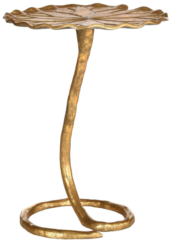Safavieh Justina Sculptural Side Table - Floral-Inspired Gold Accent Table For Modern Living Spaces FOX3245A