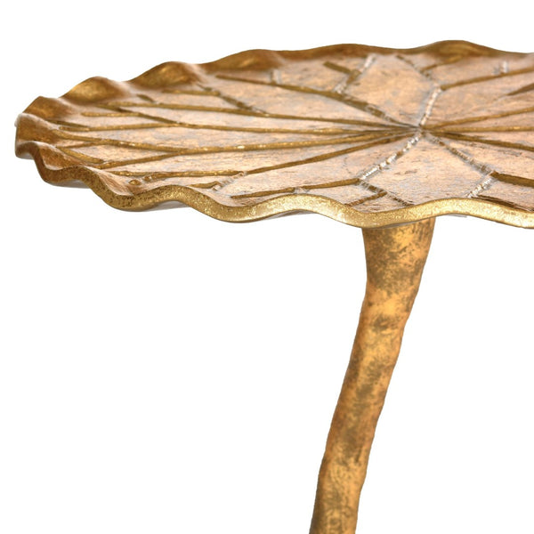 Safavieh Justina Sculptural Side Table - Floral-Inspired Gold Accent Table For Modern Living Spaces FOX3245A