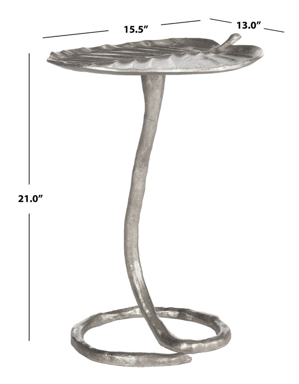 Safavieh Mina Silver Foil Petal Side Table - Botanical Elegance & Modern Artistry For Any Room Decor FOX3246B