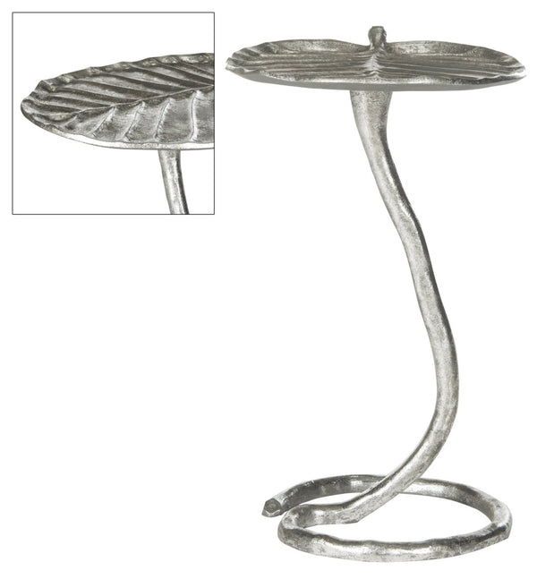Safavieh Mina Silver Foil Petal Side Table - Botanical Elegance & Modern Artistry For Any Room Decor FOX3246B