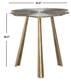 Safavieh Portia Art Nouveau Leaf Side Table - Elegant Brass Accent For Modern & Traditional Interiors FOX3247A