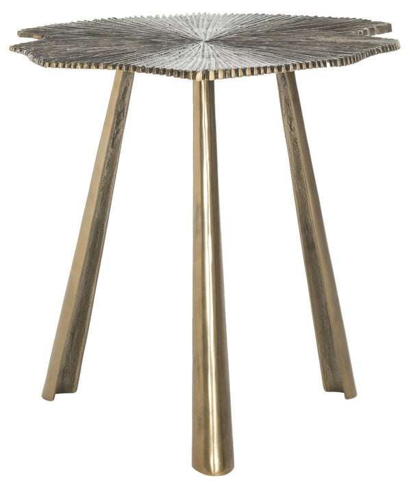 Safavieh Portia Art Nouveau Leaf Side Table - Elegant Brass Accent For Modern & Traditional Interiors FOX3247A