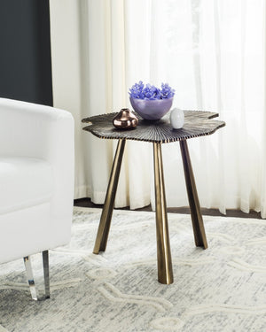 Safavieh Portia Art Nouveau Leaf Side Table - Elegant Brass Accent For Modern & Traditional Interiors FOX3247A