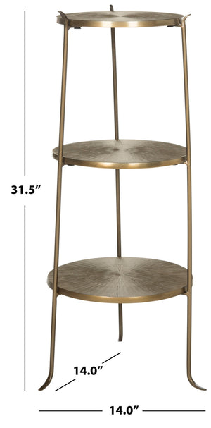 Safavieh Elda Side Table - Sculptural Brass Accent With Three-Tiered Sunburst Design For Modern Interiors FOX3251A