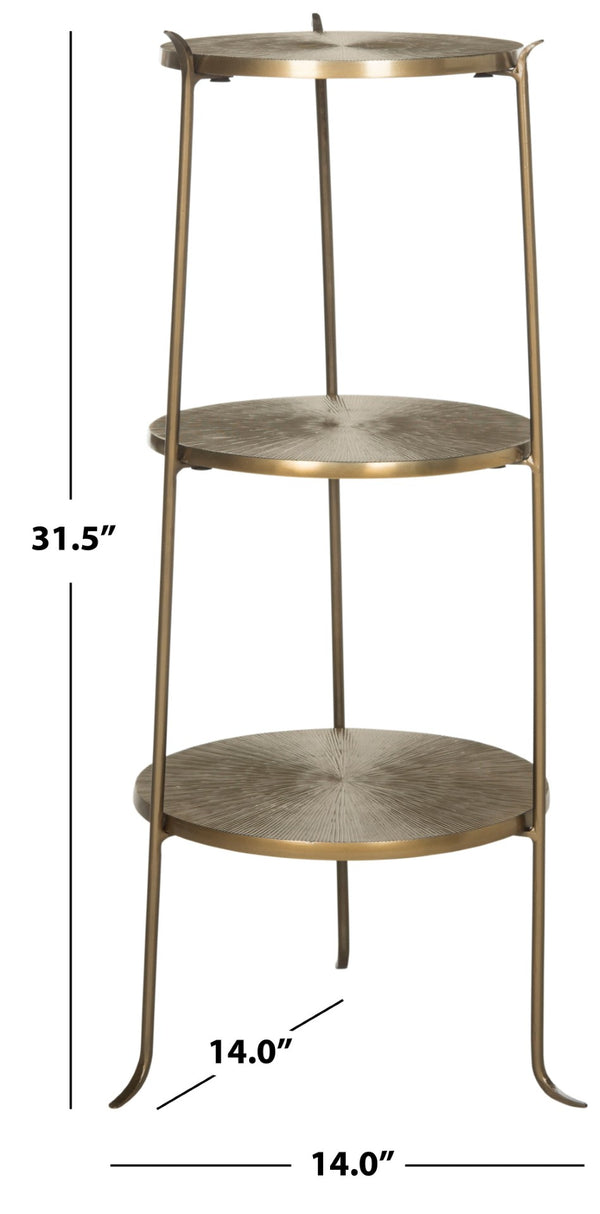 Safavieh Elda Side Table - Sculptural Brass Accent With Three-Tiered Sunburst Design For Modern Interiors FOX3251A