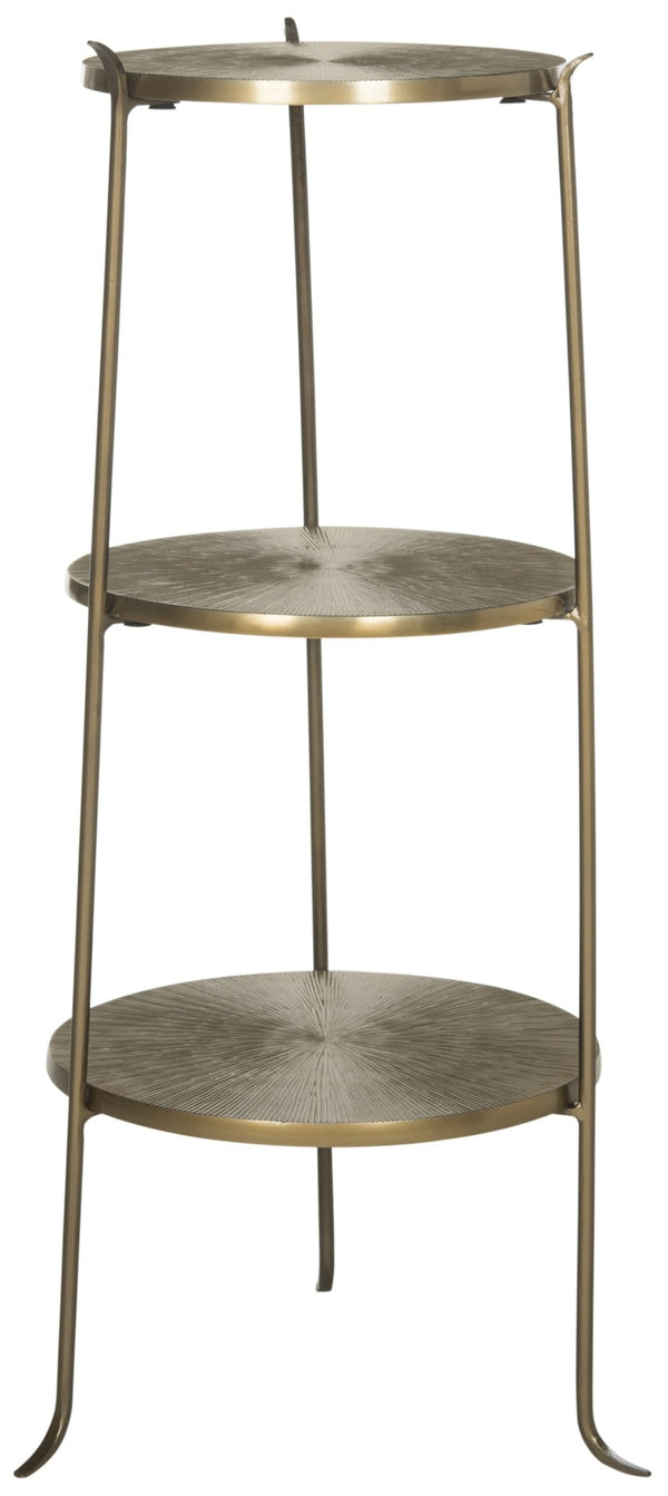Safavieh Elda Side Table - Sculptural Brass Accent With Three-Tiered Sunburst Design For Modern Interiors FOX3251A