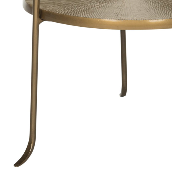 Safavieh Elda Side Table - Sculptural Brass Accent With Three-Tiered Sunburst Design For Modern Interiors FOX3251A