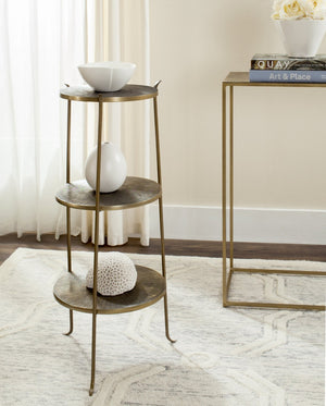 Safavieh Elda Side Table - Sculptural Brass Accent With Three-Tiered Sunburst Design For Modern Interiors FOX3251A