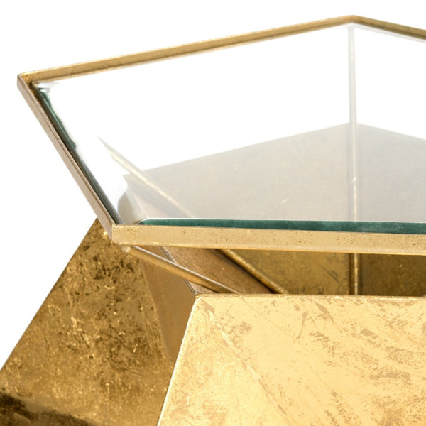 Safavieh Iona Side Table - Sculptural Gold Accent Table With Faceted Geometry For Modern & Classic Interiors FOX3252A