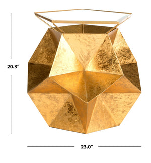 Safavieh Iona Side Table - Sculptural Gold Accent Table With Faceted Geometry For Modern & Classic Interiors FOX3252A