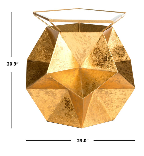 Safavieh Iona Side Table - Sculptural Gold Accent Table With Faceted Geometry For Modern & Classic Interiors FOX3252A