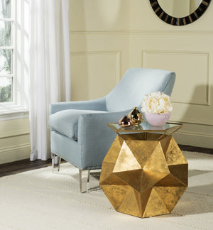 Safavieh Iona Side Table - Sculptural Gold Accent Table With Faceted Geometry For Modern & Classic Interiors FOX3252A