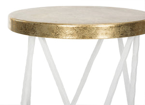 Safavieh Hestert Mid-Century Glamour Bar Stool With Gold-Finished Seat And White Hairpin Legs For Comfort FOX3253B