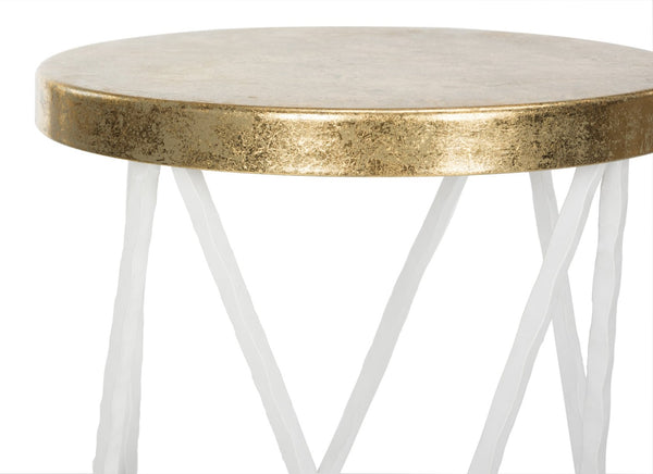 Safavieh Hestert Mid-Century Glamour Bar Stool With Gold-Finished Seat And White Hairpin Legs For Comfort FOX3253B