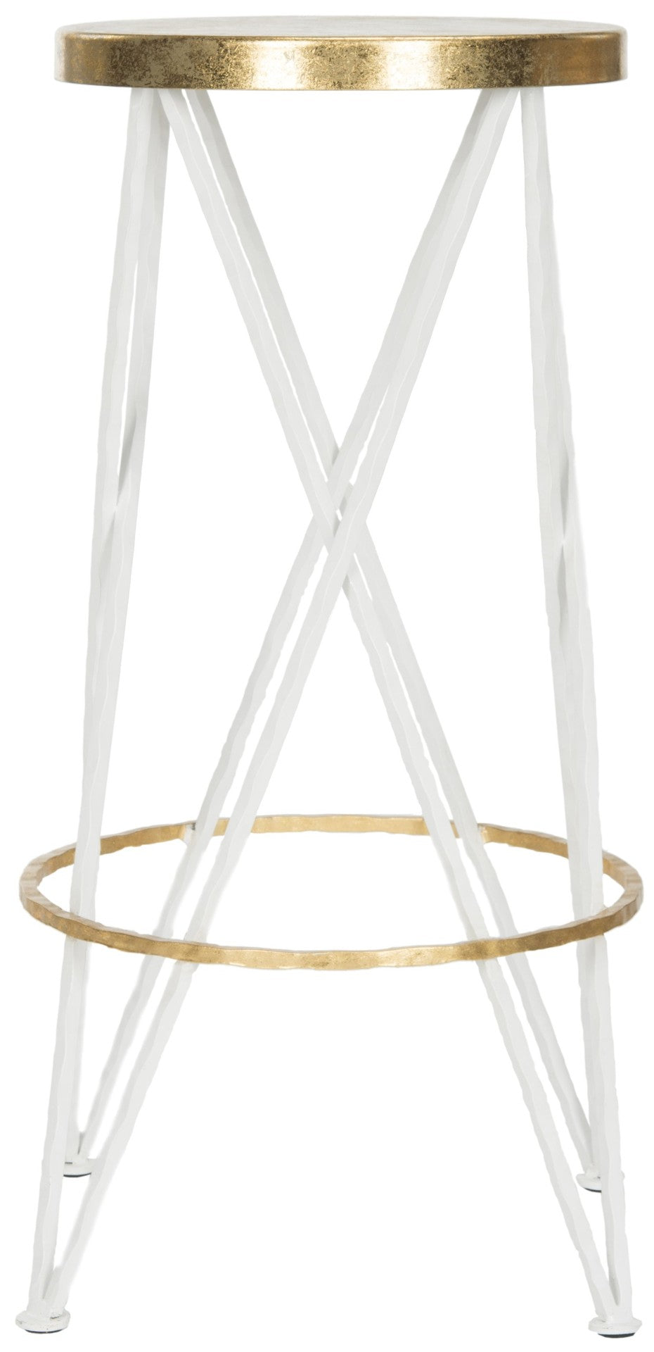 Safavieh Hestert Mid-Century Glamour Bar Stool With Gold-Finished Seat And White Hairpin Legs For Comfort FOX3253B
