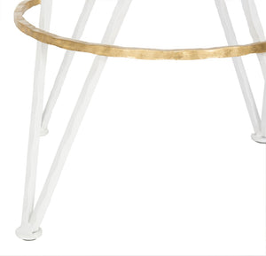 Safavieh Hestert Mid-Century Glamour Bar Stool With Gold-Finished Seat And White Hairpin Legs For Comfort FOX3253B