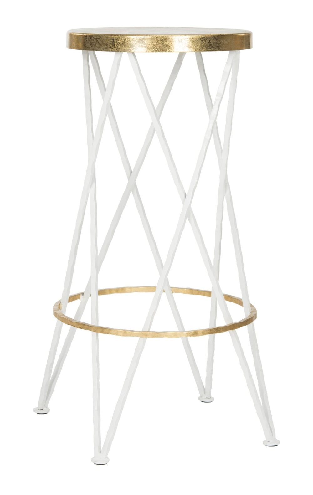 Safavieh Hestert Mid-Century Glamour Bar Stool With Gold-Finished Seat And White Hairpin Legs For Comfort FOX3253B