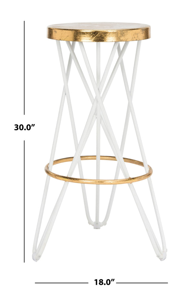 Safavieh Lorna Bar Stool – Retro Glam With Hairpin Legs For Modern Elegance In Kitchens And Dining Spaces White/Gold FOX3254A