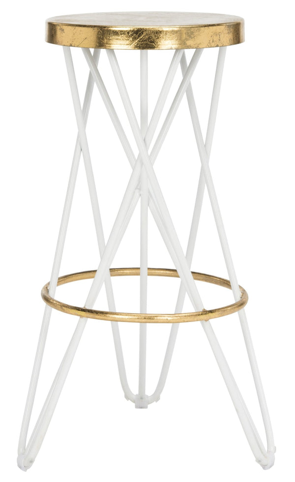 Safavieh Lorna Bar Stool – Retro Glam With Hairpin Legs For Modern Elegance In Kitchens And Dining Spaces White/Gold FOX3254A