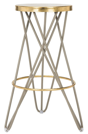 Safavieh Lorna Bar Stool – Retro Glam With Hairpin Legs For Modern Elegance In Kitchens And Dining Spaces Beige/Gold FOX3254C