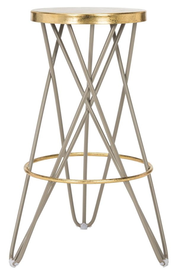 Safavieh Lorna Bar Stool – Retro Glam With Hairpin Legs For Modern Elegance In Kitchens And Dining Spaces Beige/Gold FOX3254C