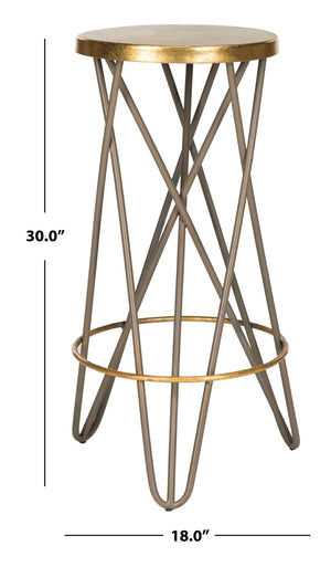 Safavieh Lorna Bar Stool – Retro Glam With Hairpin Legs For Modern Elegance In Kitchens And Dining Spaces Beige/Gold FOX3254C