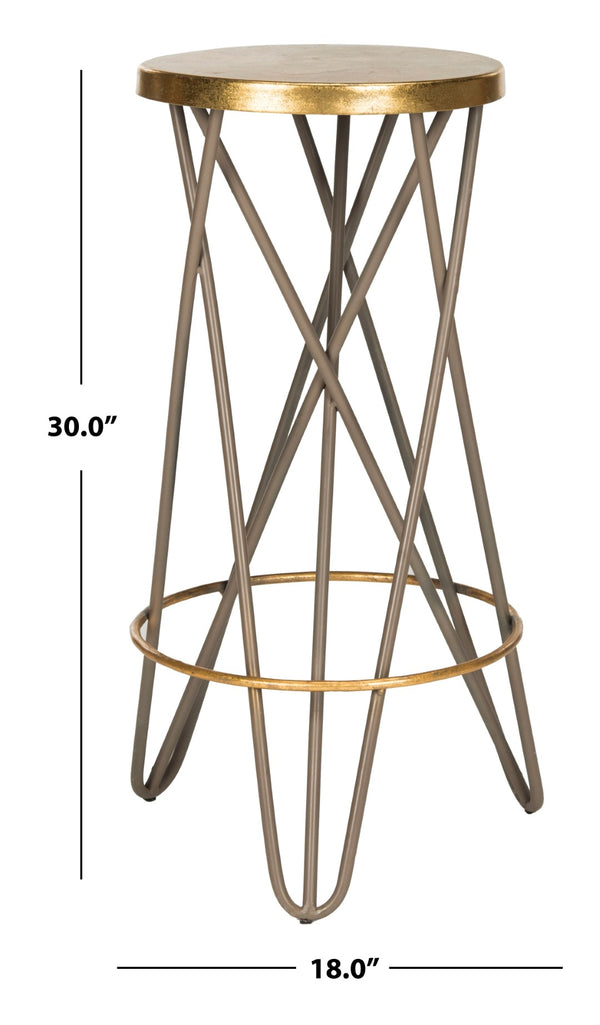 Safavieh Lorna Bar Stool – Retro Glam With Hairpin Legs For Modern Elegance In Kitchens And Dining Spaces Beige/Gold FOX3254C