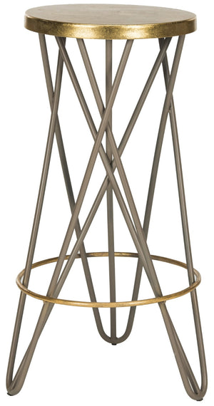 Safavieh Lorna Bar Stool – Retro Glam With Hairpin Legs For Modern Elegance In Kitchens And Dining Spaces Beige/Gold FOX3254C