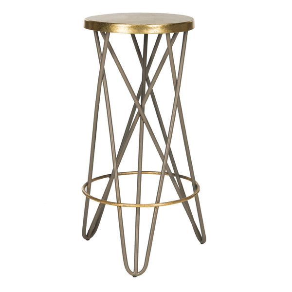 Safavieh Lorna Bar Stool – Retro Glam With Hairpin Legs For Modern Elegance In Kitchens And Dining Spaces Beige/Gold FOX3254C