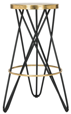 Safavieh Lorna Bar Stool – Retro Glam With Hairpin Legs For Modern Elegance In Kitchens And Dining Spaces Black/Gold FOX3254D