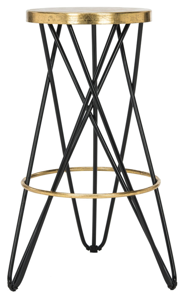 Safavieh Lorna Bar Stool – Retro Glam With Hairpin Legs For Modern Elegance In Kitchens And Dining Spaces Black/Gold FOX3254D