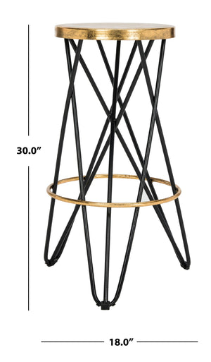 Safavieh Lorna Bar Stool – Retro Glam With Hairpin Legs For Modern Elegance In Kitchens And Dining Spaces Black/Gold FOX3254D