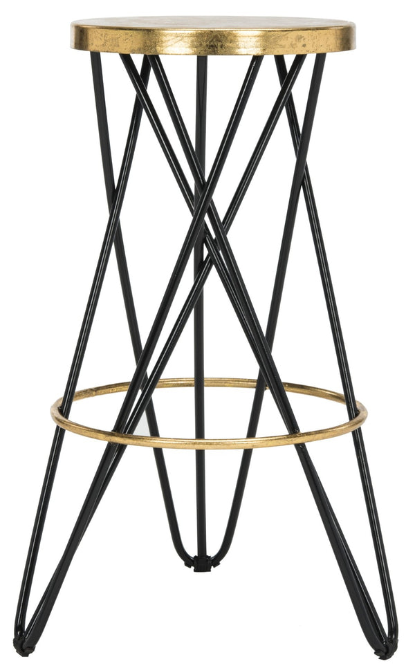 Safavieh Lorna Bar Stool – Retro Glam With Hairpin Legs For Modern Elegance In Kitchens And Dining Spaces Black/Gold FOX3254D