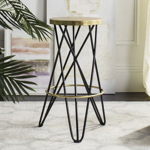 Safavieh Lorna Bar Stool – Retro Glam With Hairpin Legs For Modern Elegance In Kitchens And Dining Spaces Black/Gold FOX3254D