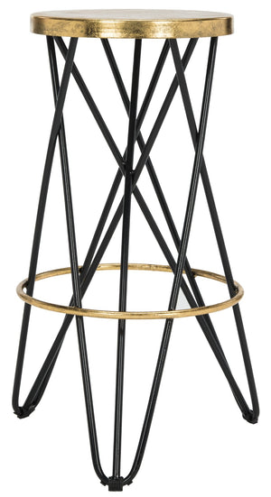 Safavieh Lorna Bar Stool – Retro Glam With Hairpin Legs For Modern Elegance In Kitchens And Dining Spaces Black/Gold FOX3254D