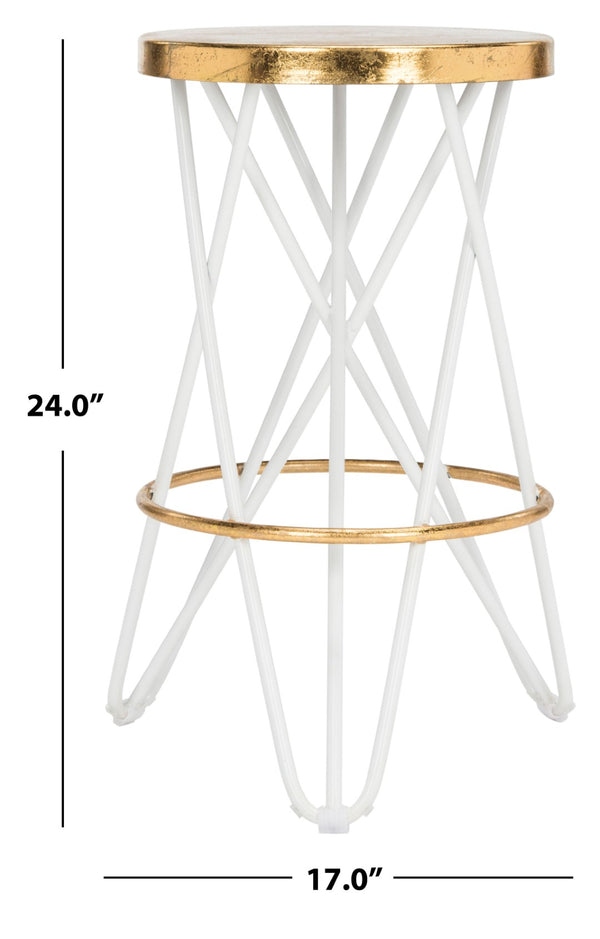 Safavieh Lorna Counter Stool - Chic Retro Glam Design With Gold Leaf Finish For Upscale Kitchen Décor White/Gold FOX3255A