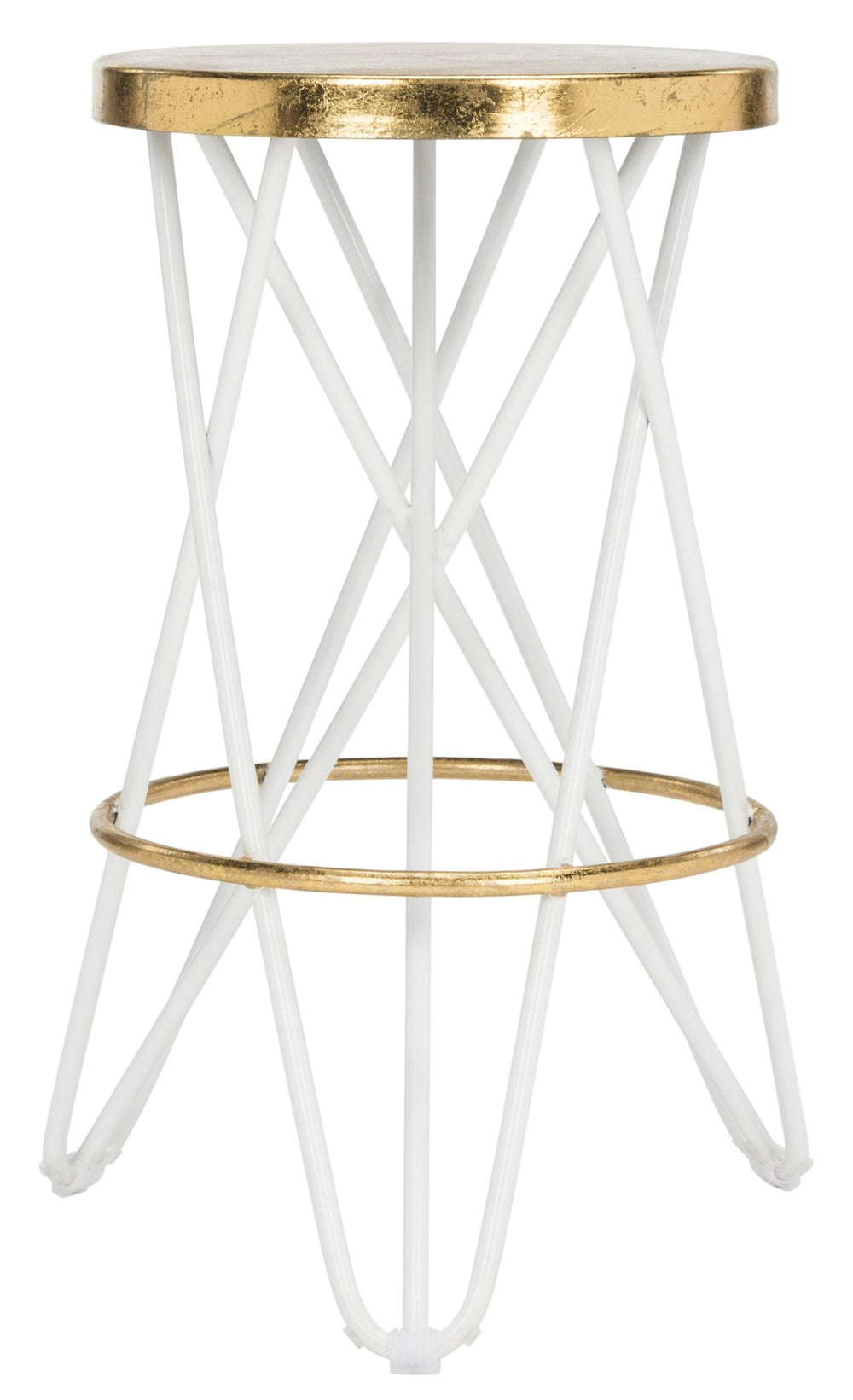 Safavieh Lorna Counter Stool - Chic Retro Glam Design With Gold Leaf Finish For Upscale Kitchen Décor White/Gold FOX3255A