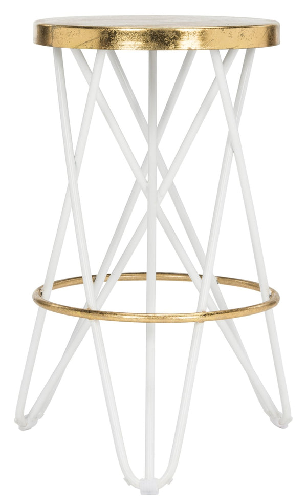 Safavieh Lorna Counter Stool - Chic Retro Glam Design With Gold Leaf Finish For Upscale Kitchen Décor White/Gold FOX3255A