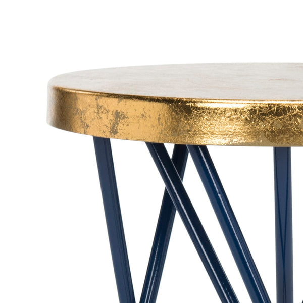 Safavieh Lorna Counter Stool - Chic Retro Glam Design With Gold Leaf Finish For Upscale Kitchen Décor Navy/Gold FOX3255B