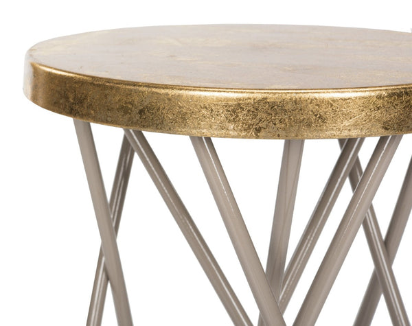 Safavieh Lorna Counter Stool - Chic Retro Glam Design With Gold Leaf Finish For Upscale Kitchen Décor Beige/Gold FOX3255C