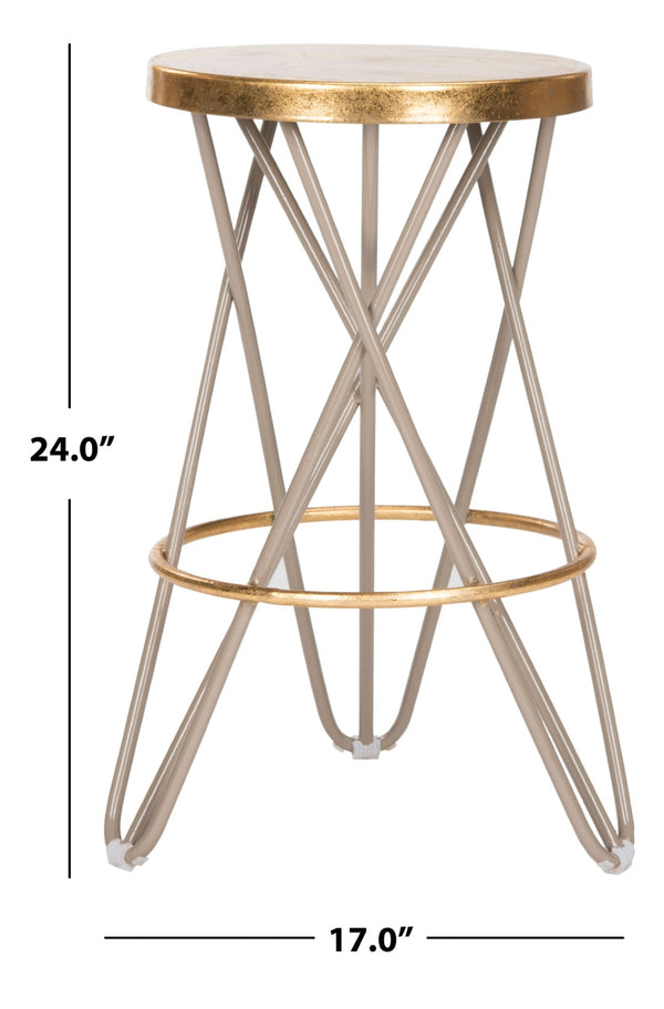Safavieh Lorna Counter Stool - Chic Retro Glam Design With Gold Leaf Finish For Upscale Kitchen Décor Beige/Gold FOX3255C