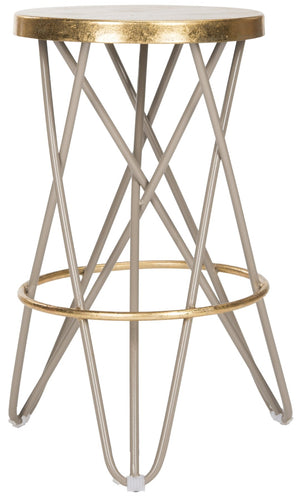 Safavieh Lorna Counter Stool - Chic Retro Glam Design With Gold Leaf Finish For Upscale Kitchen Décor Beige/Gold FOX3255C