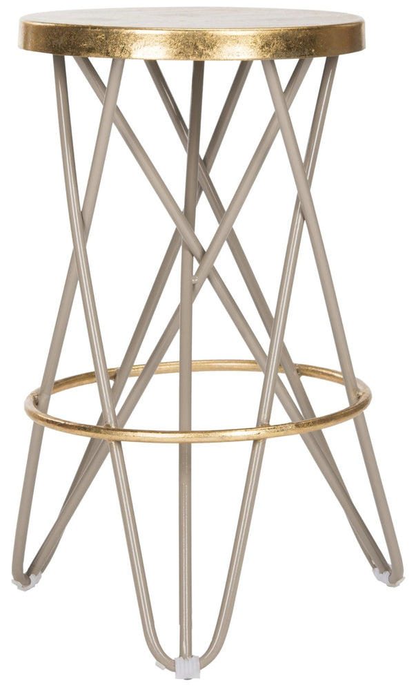 Safavieh Lorna Counter Stool - Chic Retro Glam Design With Gold Leaf Finish For Upscale Kitchen Décor Beige/Gold FOX3255C