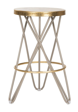 Safavieh Lorna Counter Stool - Chic Retro Glam Design With Gold Leaf Finish For Upscale Kitchen Décor Beige/Gold FOX3255C