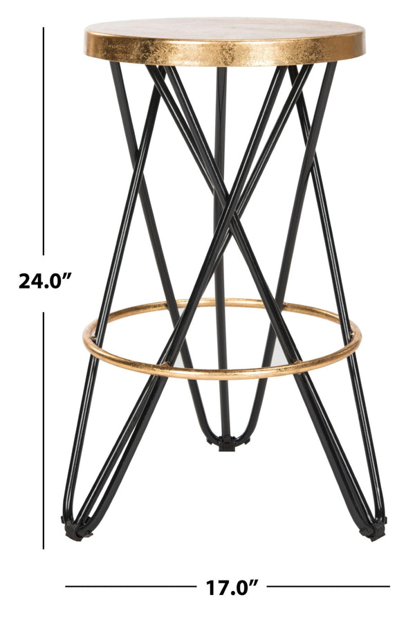 Safavieh Lorna Counter Stool - Chic Retro Glam Design With Gold Leaf Finish For Upscale Kitchen Décor Black/Gold FOX3255D