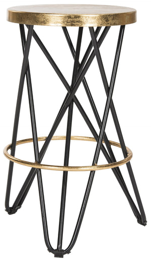 Safavieh Lorna Counter Stool - Chic Retro Glam Design With Gold Leaf Finish For Upscale Kitchen Décor Black/Gold FOX3255D