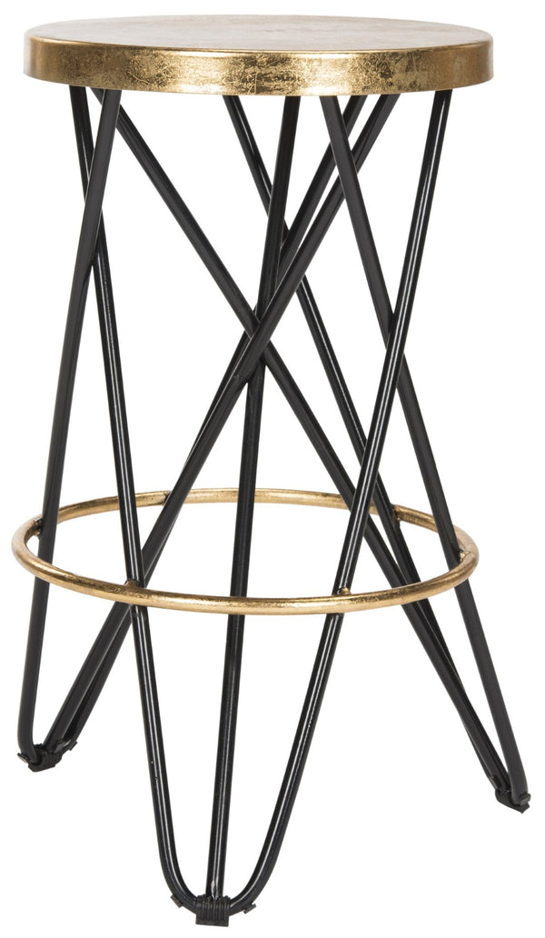 Safavieh Lorna Counter Stool - Chic Retro Glam Design With Gold Leaf Finish For Upscale Kitchen Décor Black/Gold FOX3255D