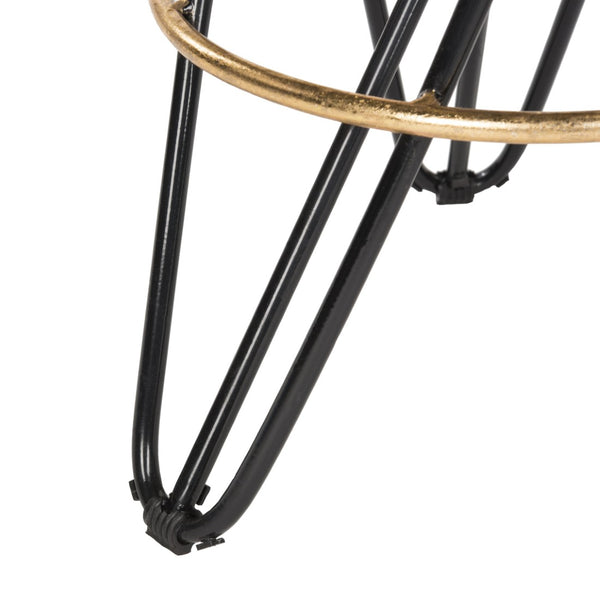 Safavieh Lorna Counter Stool - Chic Retro Glam Design With Gold Leaf Finish For Upscale Kitchen Décor Black/Gold FOX3255D