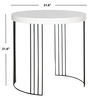 Safavieh Kelly Sleek Mid-Century Scandinavian Side Table With Glossy Lacquer Top And Stylish Iron Legs White/Black FOX4201A
